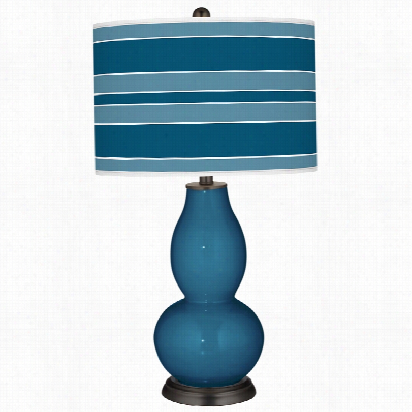 Contemporary Complexion Plus Bold Stripe Shade With Double Gourd Table Lamp