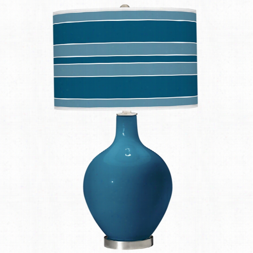 Contemporary Color Plus Bosporus Bold  Stripe 28 11/2-inch-h Ovo Table Lamp