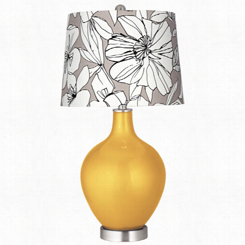 Contemporary Color Plus Graphic Floral Sunshine Metallic Ovo  Table Lamp