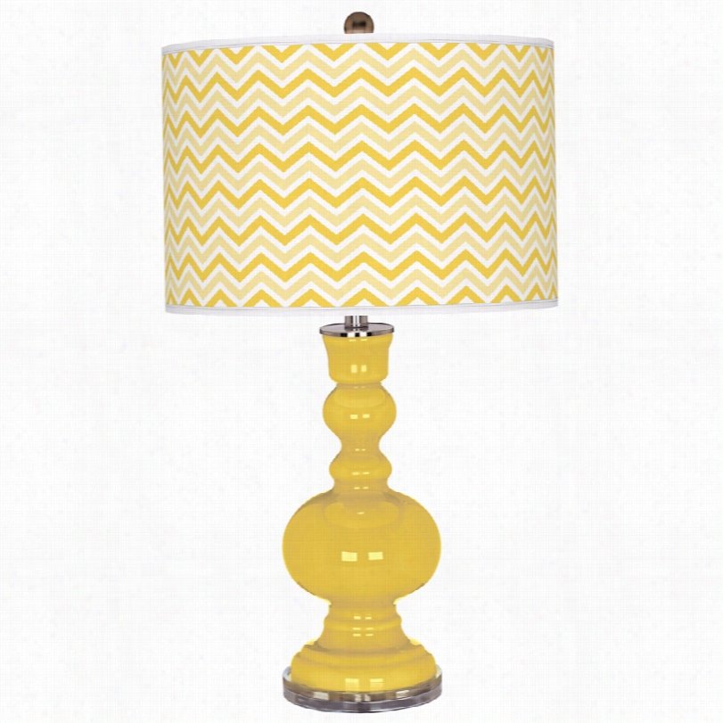 C Ontemporary Color Plus Lemon Zest Narrow Zig Zag Drum Shade Table Lamp