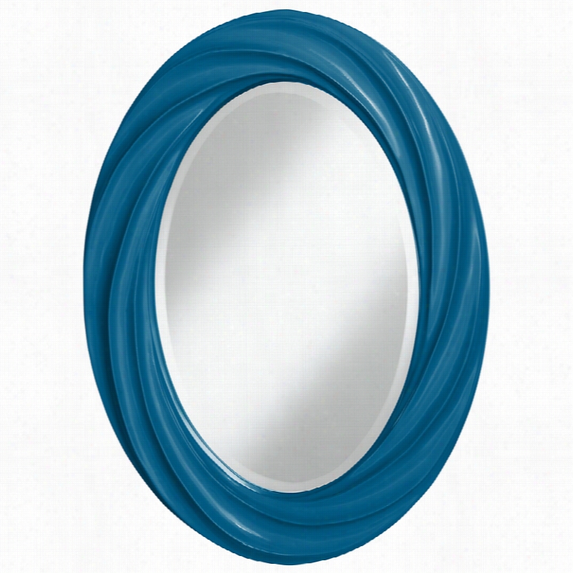 Contemporary Color Plus Mykonos Blue Twist Oval Wall Mirror-22x30