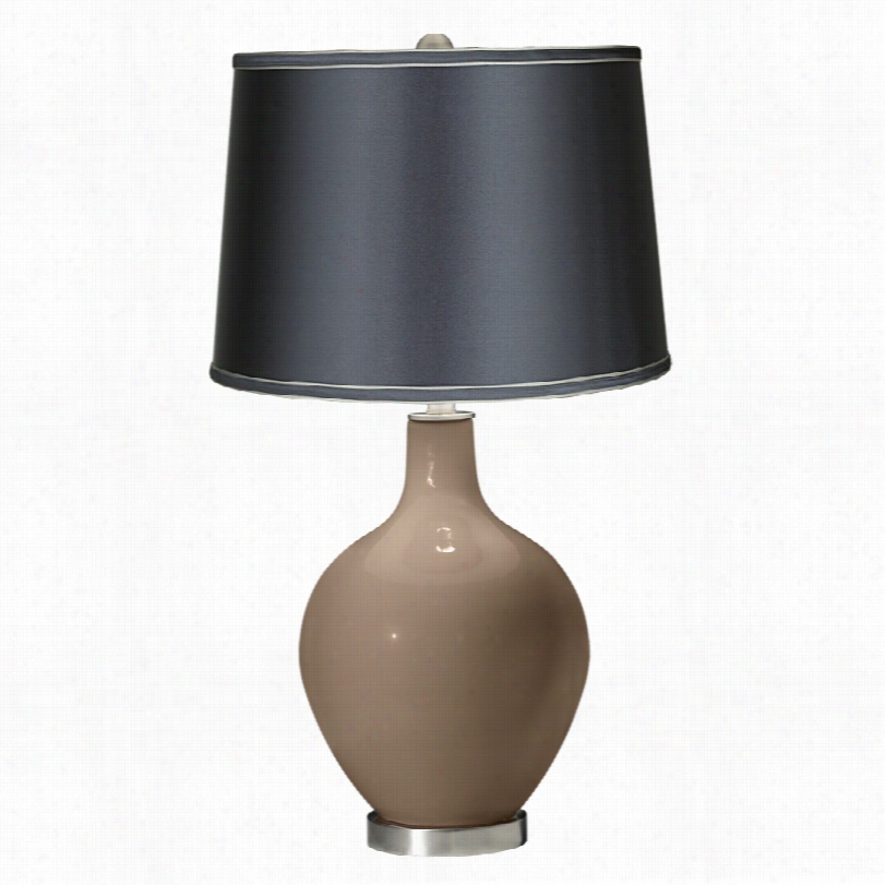 Contemporary  Color Plus Ovo Mocha Dark Gray Shade 6-inch-w Tablr Lamp
