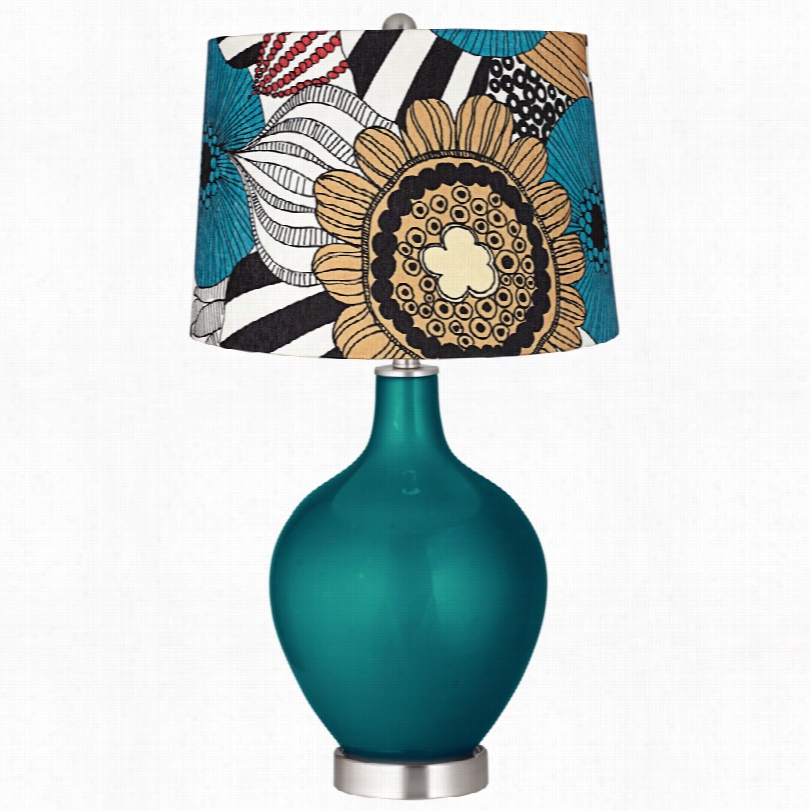 Contemporary Colo Rplus Pop Art Floral Magic Blue Metallc Ovo Atble Lamp