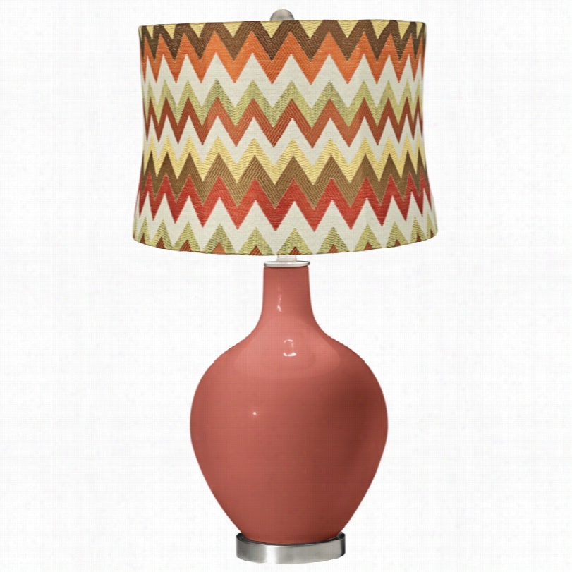 Contemporary Color Plus Red And Br0n Chevron Brick Paver Ovo Table Lamp