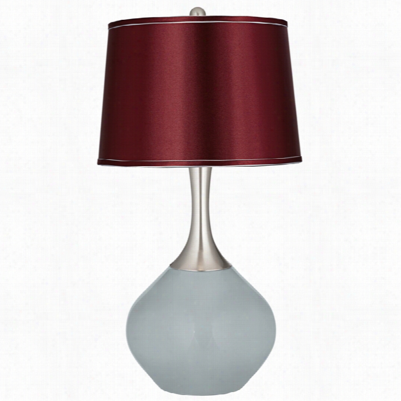 Contemporary Color Plus Satin Merlot Uncertain Gray Spencer Table Lamp