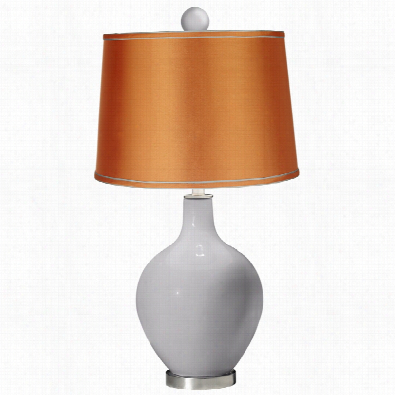 Contemproary Color Plus Swanky Gray Glass Through  Satin Orange Table Lamp