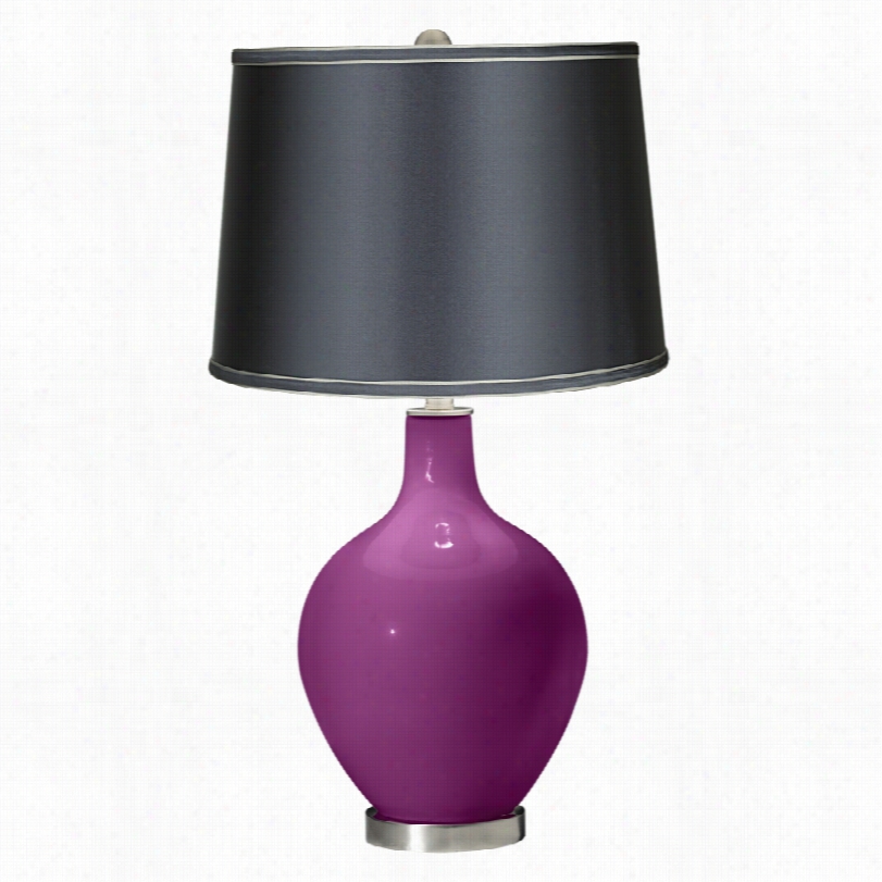 Con Temporary Color Plus Verve Violet Satin Dark Gray Ovo Tablle Lamp