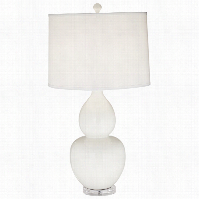 Contemporary Contempo White  Double Gourd Ceramic 33 1/4-inch-h Table Llamp