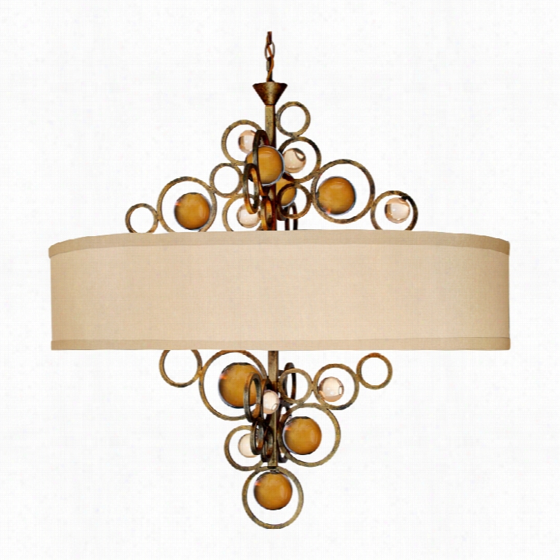 Contemporary Contemporary Golden Ochre 36-inch-w Oval Chandelier