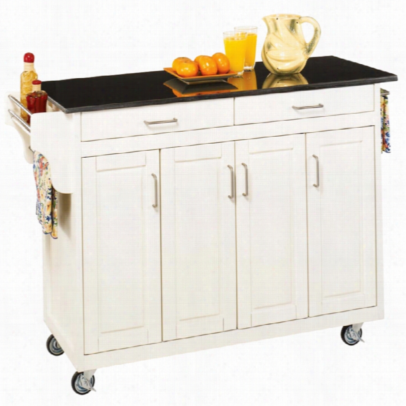 Conteemporary Coolidge Dismal Granite Top White Woof 4-door Kitchen Cart