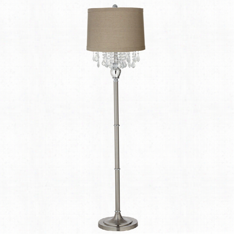 Contemporary Crystals Natural Linen Drum Shade 62 1/2-inch-h Floor Lamp