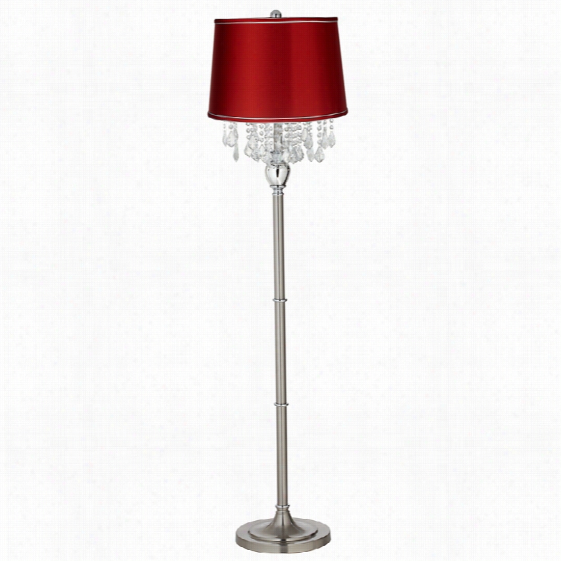 Contemporary Crystals Red Satin Shade 6 21/2-inch-h Floor Lamp