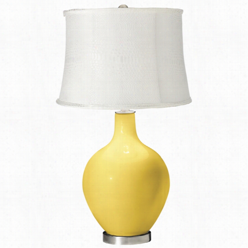 Contemporary Daffodil Whie Snake Shade 28 1/2-inch-h Ovo Slab Lamp