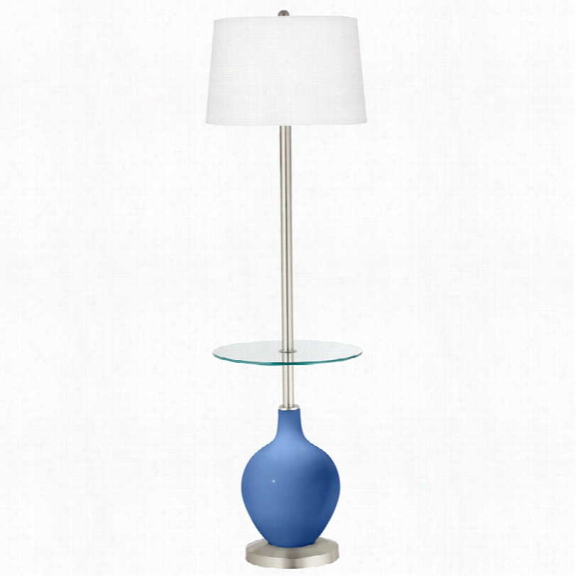 Cnotemporray Dazzld Blue Tray Tablle 59-inch-h Ovo Floor Lamp