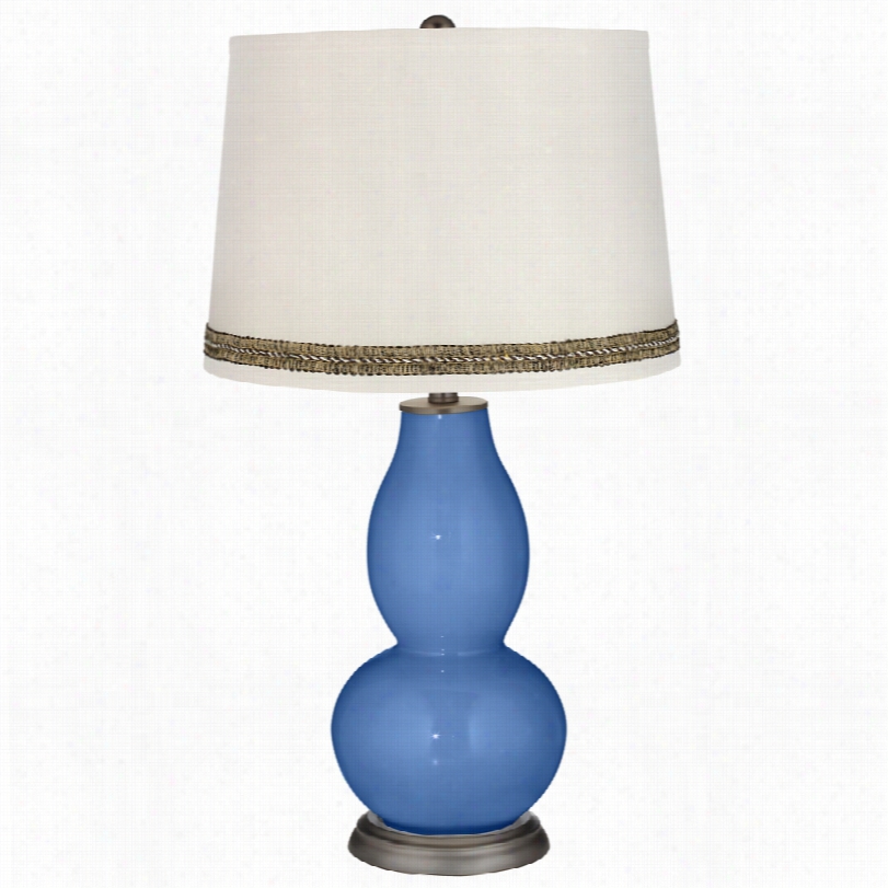 Contemporary Dazzle Double Gourd Table Lamp With Wave  Braid Trim