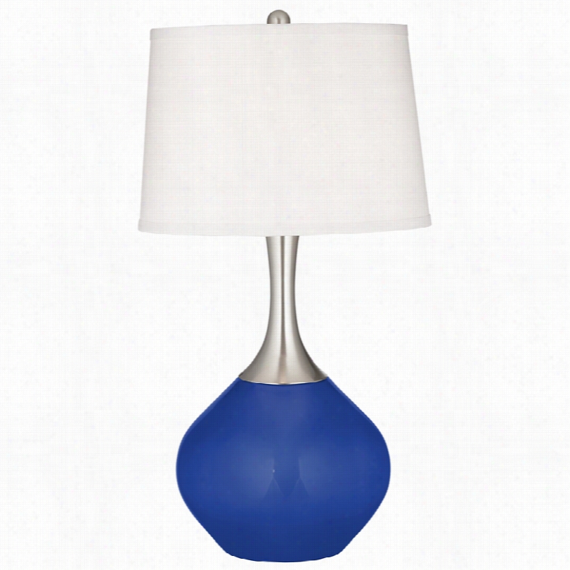 Contemporary Dazzling Bllue With White Shade 31-inch-h Table Lamp