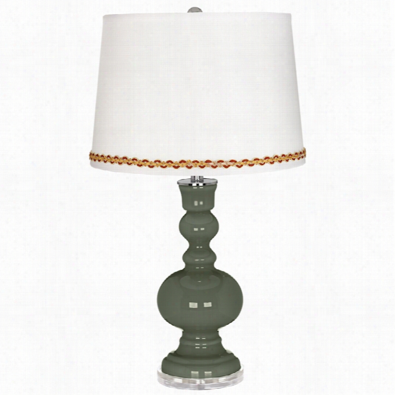 Contemporary Deep Lichen Green Apothecary Table Lamp With Serpentine Trim