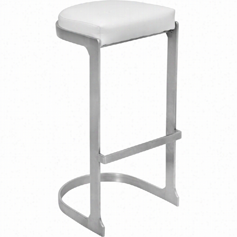 Contempoorary Demi Stainless Steel And White 30 1/2-inch Barstool