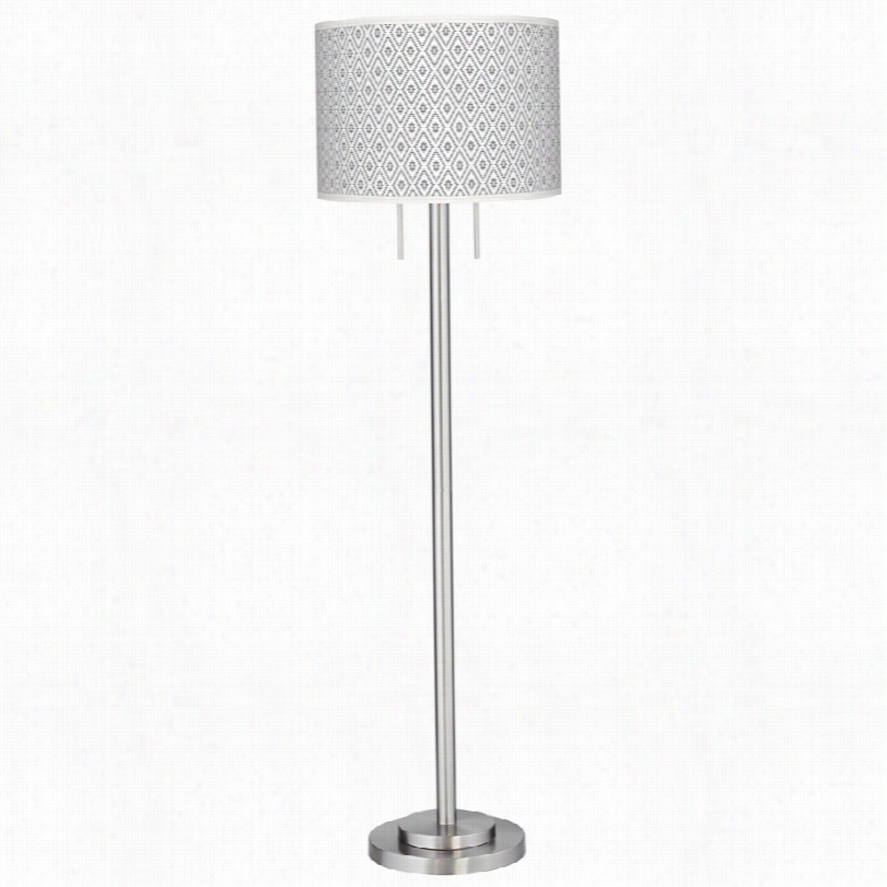 Contemporary Diamonds Pattern Brushed Nickel 63-inch-h Garth Floor Lamp