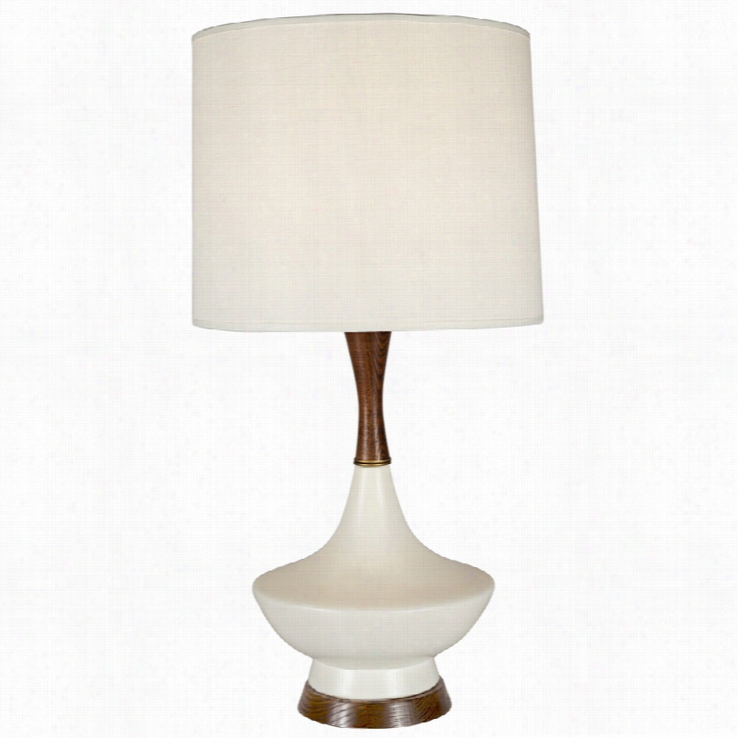 Contemporary Duck Bissue Wood And Ceramic Table Lamp With Ivory Sahde