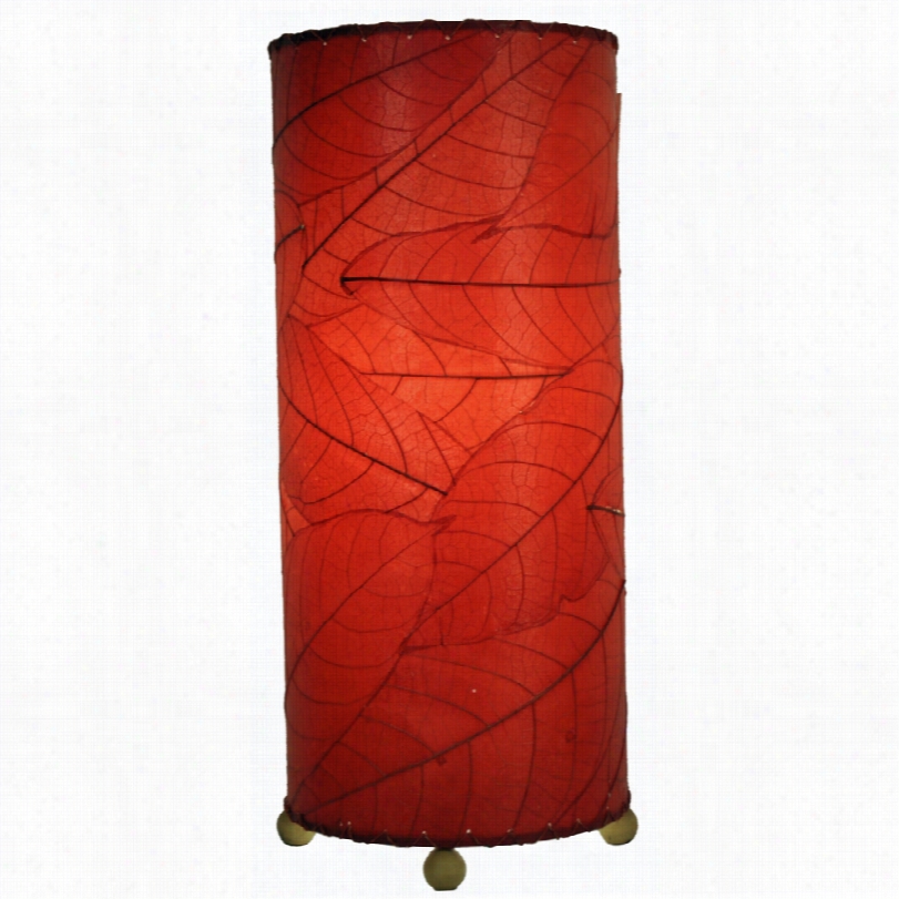 Contmporayr Eeangee Cylinder Red Cocoa Leaves Uplight Table Lamp