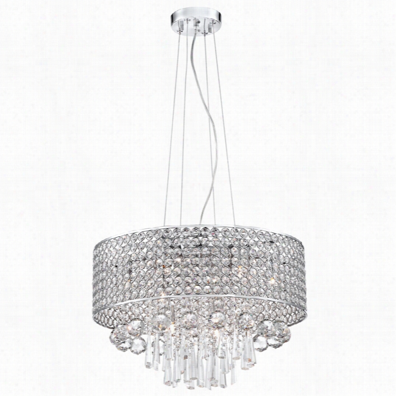 Contemporary Elva Chrome Beaded Crysstal Pendnat Light