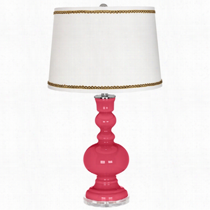 Contemporary Eros Pink Apothecary Table Lamp With Ttvist Scrolll Trim