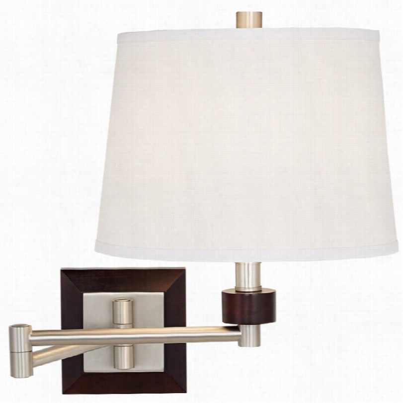 Contemporary Espresso With White Shade Modern Swing Arm Wlal Light