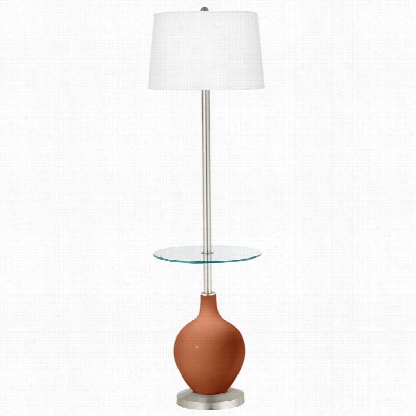 Contemporary Fawn Brown Glass Tray Table 59-inch-h Ovo Floor Lamp