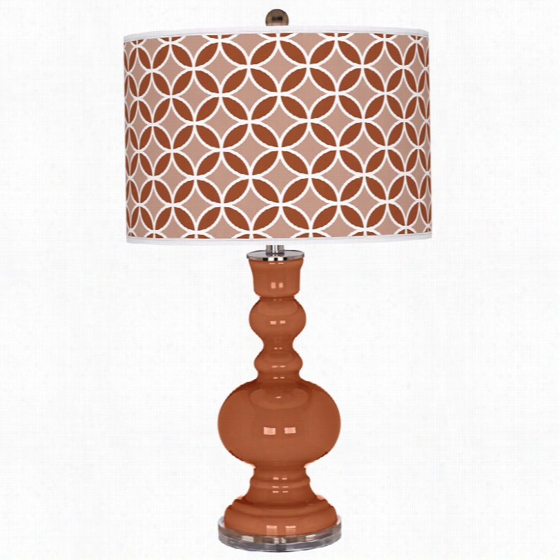 Contemporary Fawn Brown With Circle Rings Shade Color Plus Table Lamp