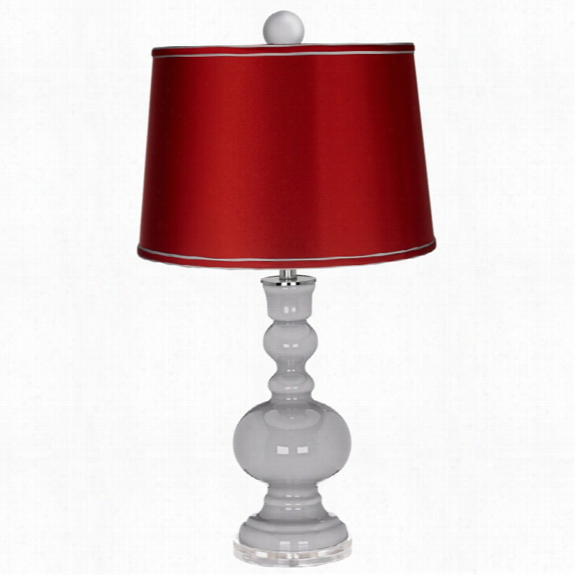 Contemproary Finial An D Satin Red Shade Color More Pharmacist Table Lamp