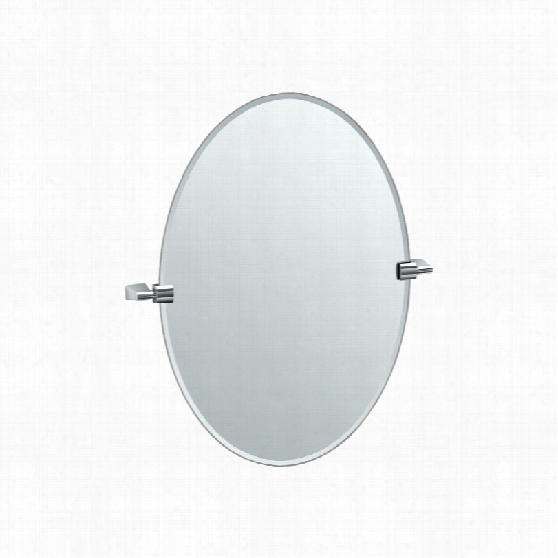 Contemporary Gatco Bleu Chrome Oval Vanityy Mirror-26 1/2x26 1/2