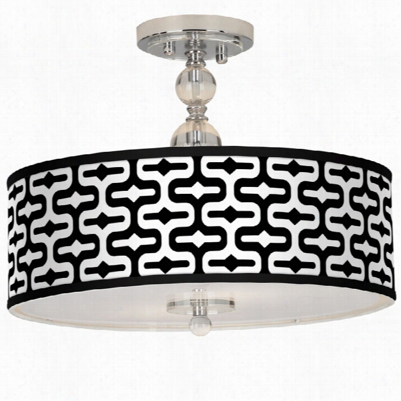 Contemporary Giclee Corridor Reflection Pattern Semi-flush Ceiling Light