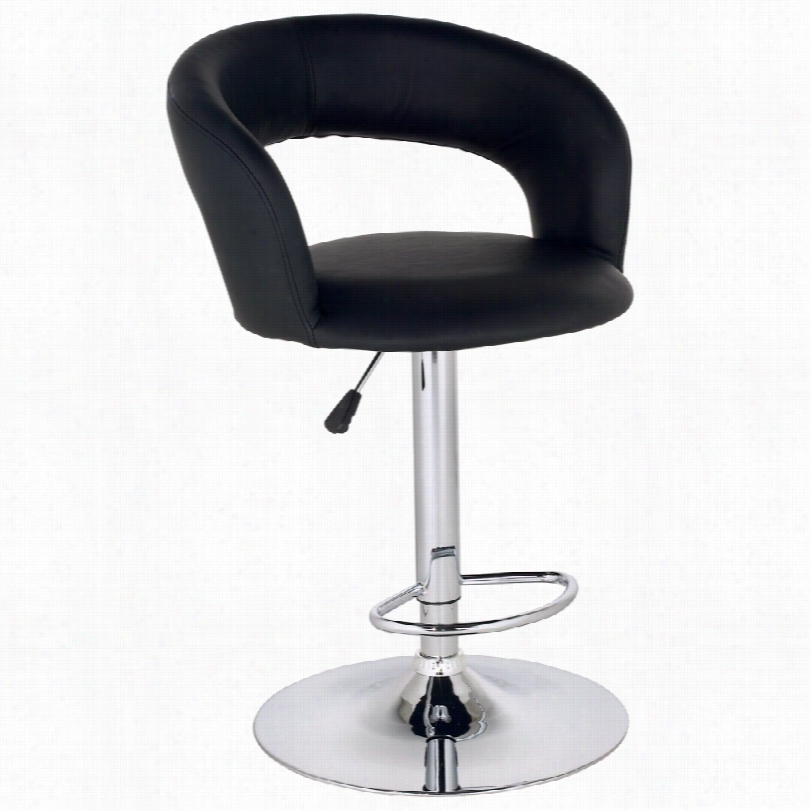 Contemporary Groove Faux Leather Black And Chrome 19-inch-w Bar Stool