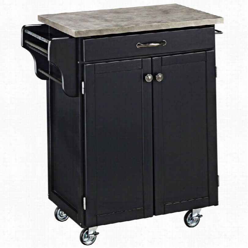 Conteemporary Hampton Concrete Top Black Cuisine Cart