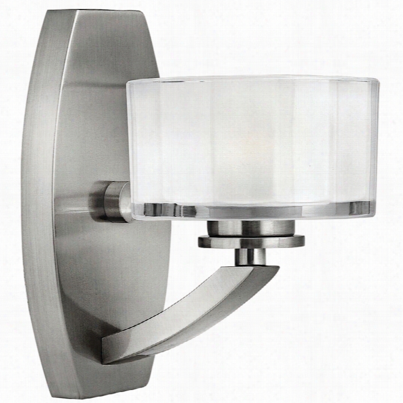 Contemporary Hinkley Meridian 8"" Highb Rushed Nickel Led Wall Sconce
