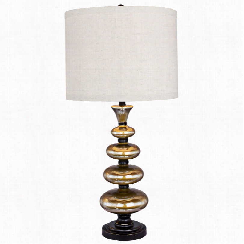 Contemoprary Hollins Stacked Amber Glass 35-inch-h Table Lamp