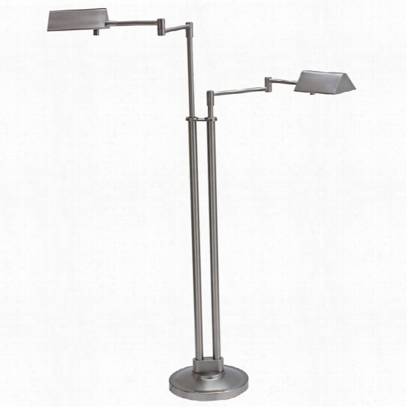 Contemporary House Of Troy Double Pharmacy Pinnacle Nickel Floor Lamp