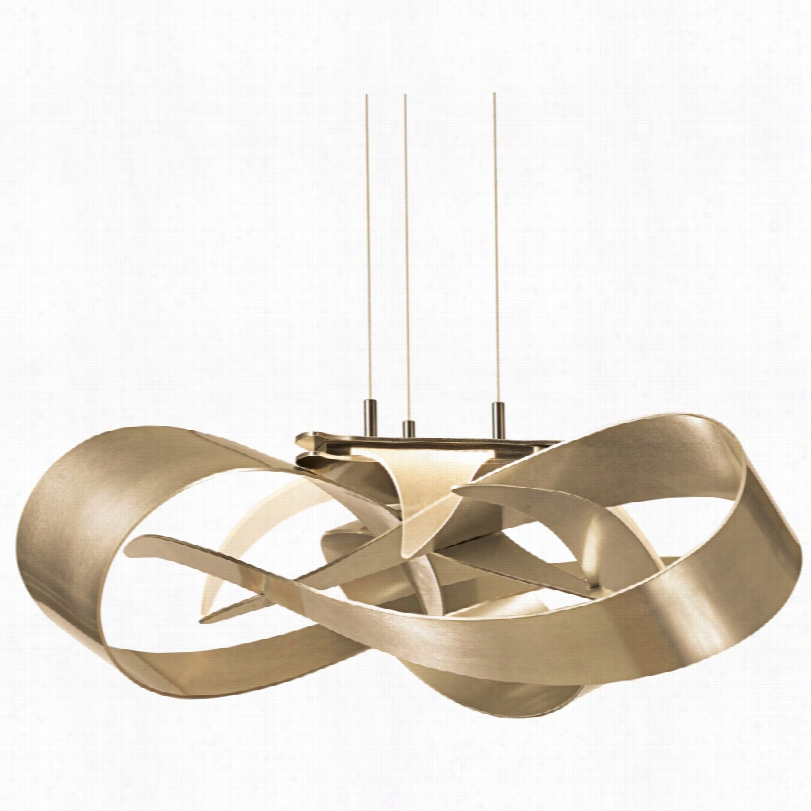 Cotnemporary Hubbardton Forge Flux Gold Ribbo N26 1/2-inch-w L Ed Pendant