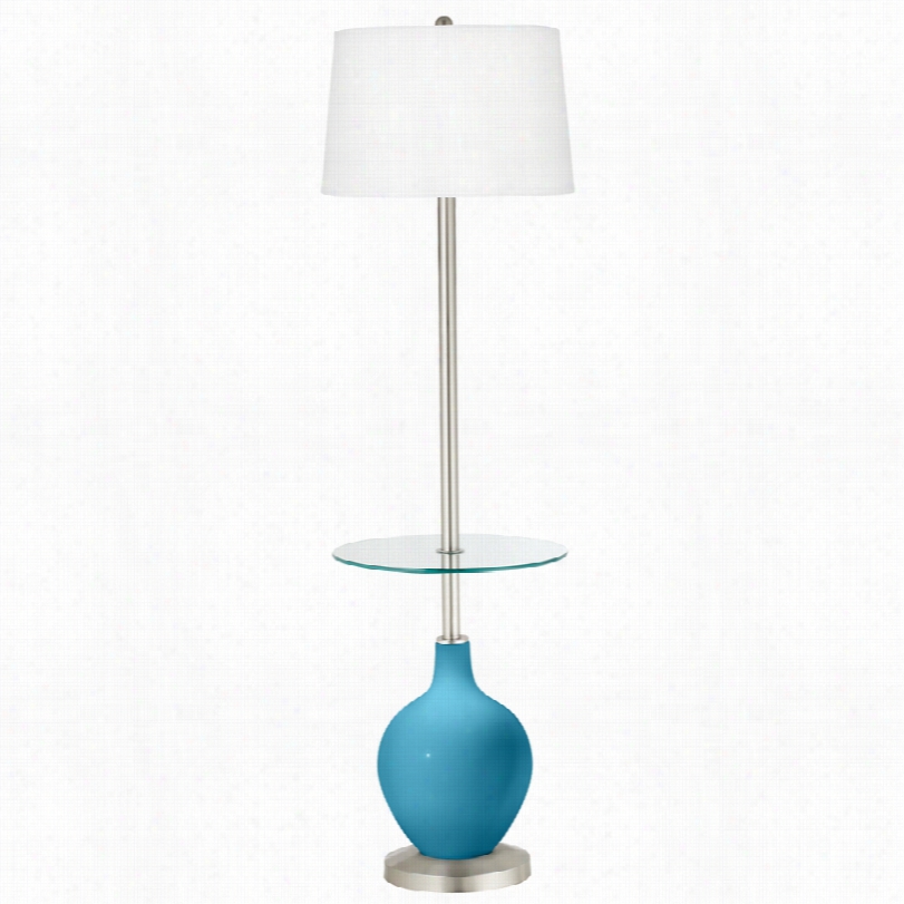 Contemporary Jama Ica Bay Blue Tray Table 59-inch-h Ov Ofloor Lamp