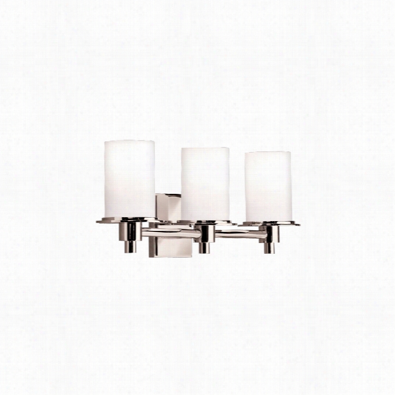 Contemporary Kichlwr Polished Nickel And Etc Hed Glass Bathroom Light