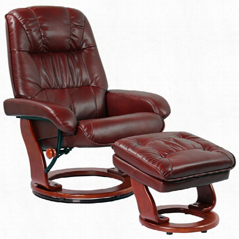 Contemporary Kyle Uby Faux Leather Ottoman And Swivel Recliner