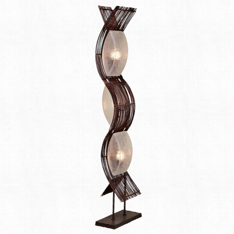 Contemporary Liam Modern Bastract Bamboo And Metal Floor Lamp