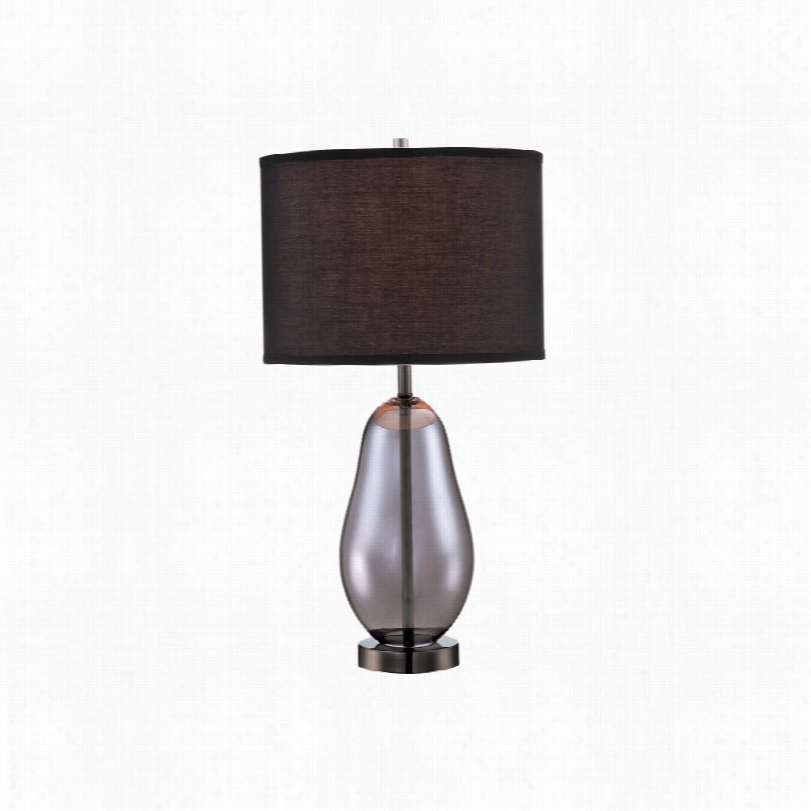 Contemporary Lite Source Ovadia Smoked Chrome Glass Flat Lamp