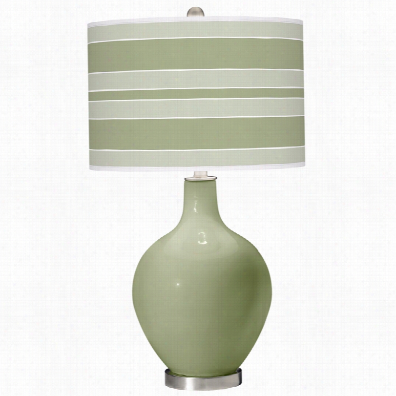 Contemporary Majolica Green Bolld Stri Pe Ovo 28 1/2-inch-h Table Lamp