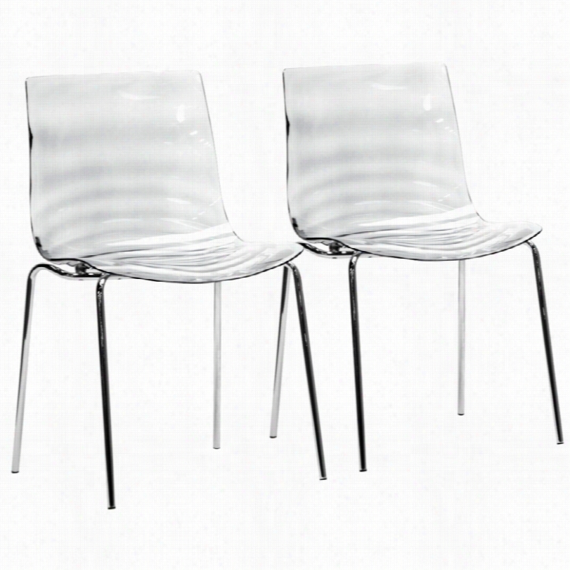 Cotnemporary Marises Clear Plastic Modern Set Of 2 Dining Chairs