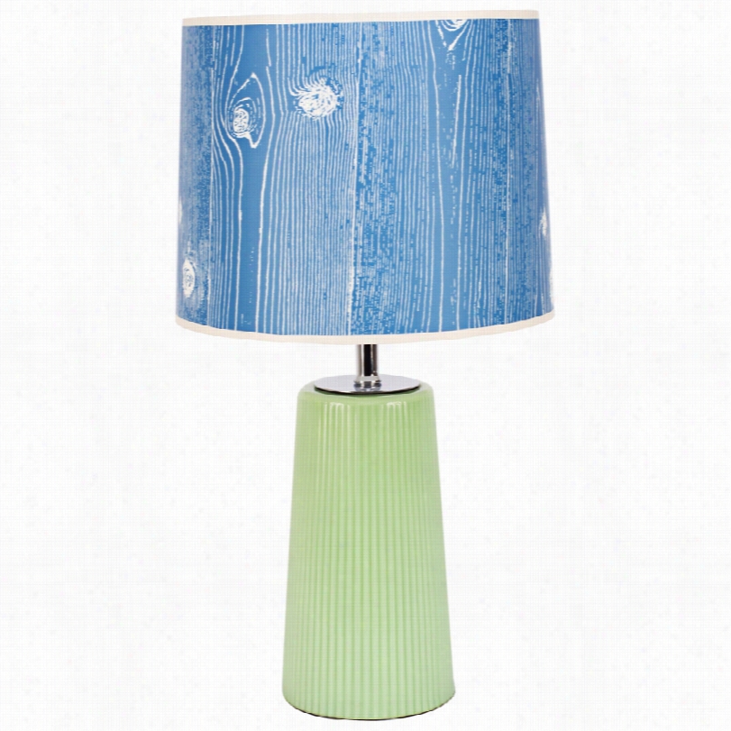 Contemporary Martha Apple Glass Table Lamp With Faux Bois Marine Shade