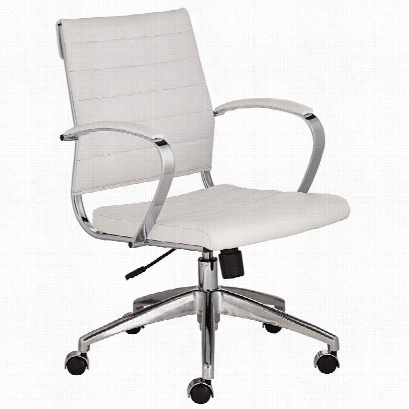 Contemporary Medina White Leatherette Low Back Office Chair