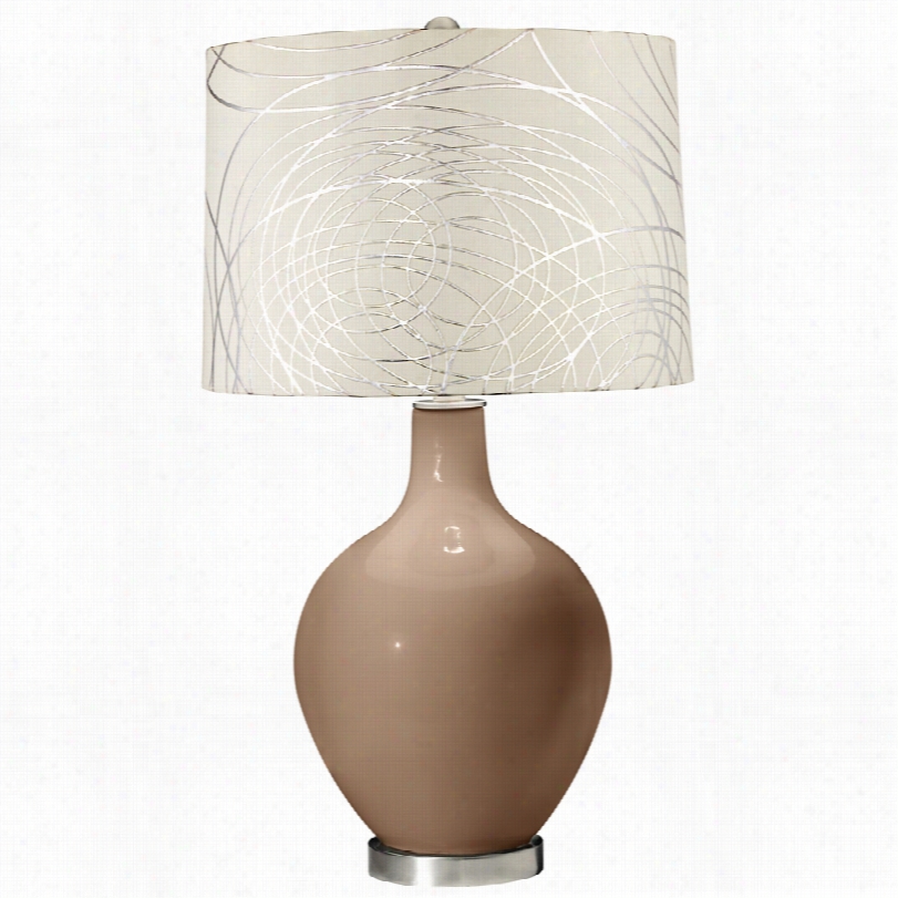 Contemporary Mocha Silver Abstract Circles Shade Ovo Table Lamp