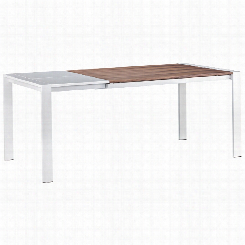 Contemporary  Modrn Oslo Walnut And Of A ~ Color Steel Extnesion Zuo Table